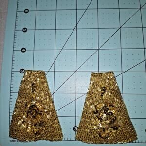 Gold beaded and sequin applique iron on or sew on set of 2